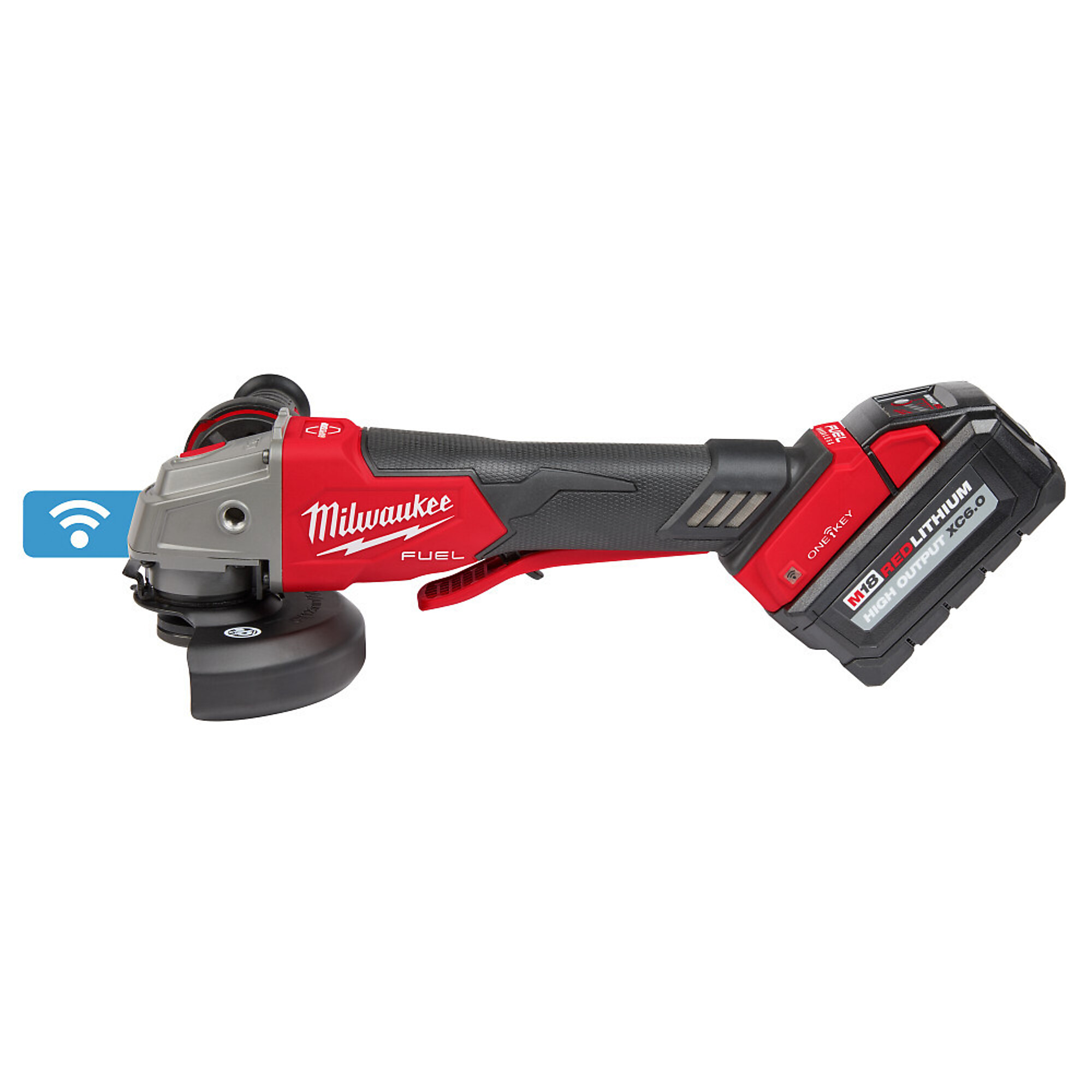 Milwaukee M18 FUEL 4-1/2in./5in. Braking Grinder with One-Key(tm) Paddle Switch, No Lock, 2 Batteries, Model# 2882-22